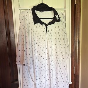 PXG Classic White and Black Polo Shirt with Pattern